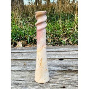 Vintage MCM Carved Pink Soap Stone Spiral Candle stick holder